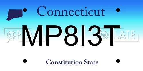 MP8I3T Connecticut License Plate