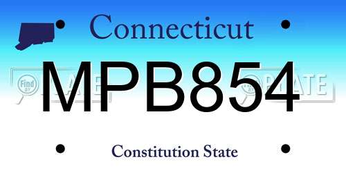 MPB854 Connecticut License Plate
