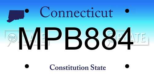MPB884 Connecticut License Plate