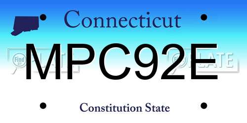 MPC92E Connecticut License Plate