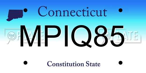 MPIQ85 Connecticut License Plate
