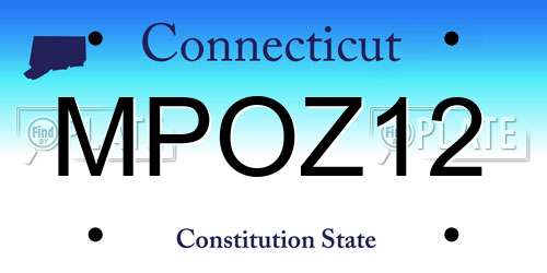 MPOZ12 Connecticut License Plate