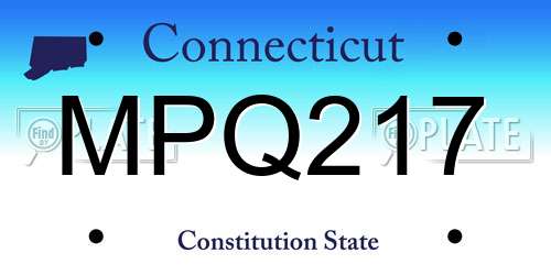 MPQ217 Connecticut License Plate