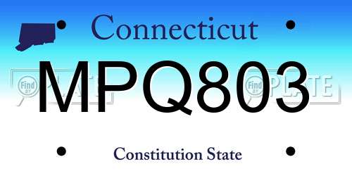 MPQ803 Connecticut License Plate