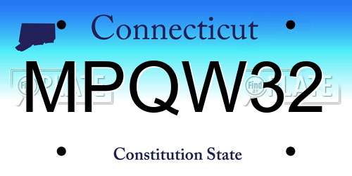 MPQW32 Connecticut License Plate
