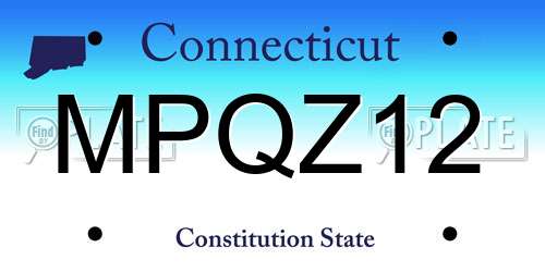 MPQZ12 Connecticut License Plate