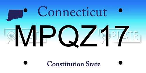 MPQZ17 Connecticut License Plate
