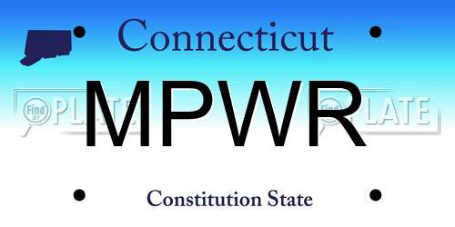 MPWR Connecticut License Plate