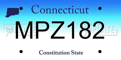 MPZ182 Connecticut License Plate