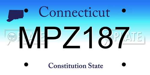 MPZ187 Connecticut License Plate