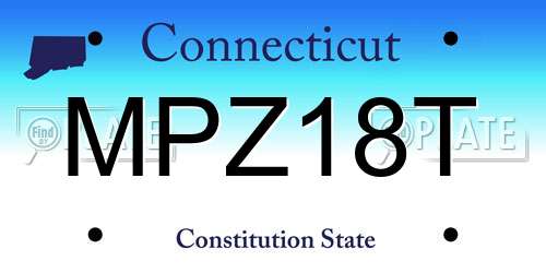 MPZ18T Connecticut License Plate
