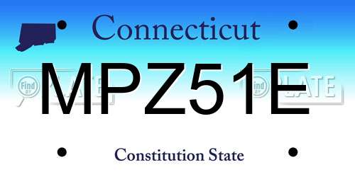 MPZ51E Connecticut License Plate