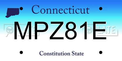 MPZ81E Connecticut License Plate