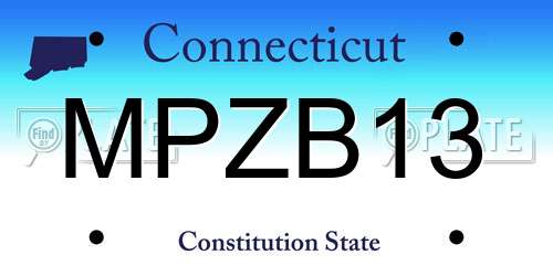 MPZB13 Connecticut License Plate