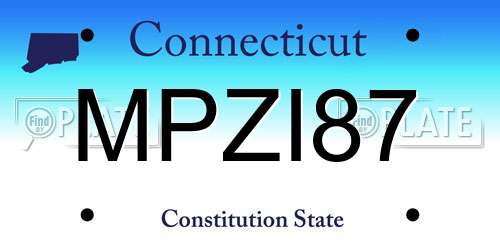 MPZI87 Connecticut License Plate