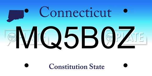 MQ5B0Z Connecticut License Plate
