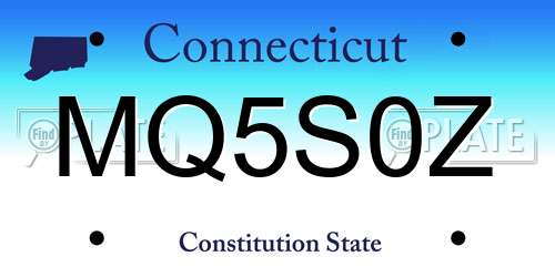 MQ5S0Z Connecticut License Plate