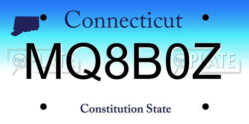 MQ8B0Z Connecticut License Plate