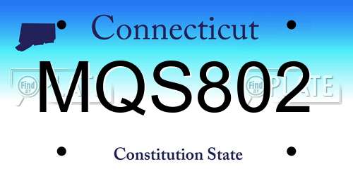 MQS802 Connecticut License Plate