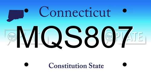 MQS807 Connecticut License Plate