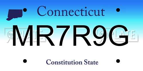 MR7R9G Connecticut License Plate
