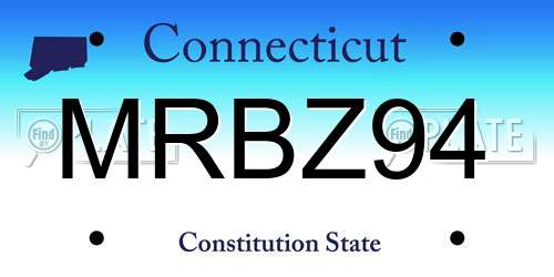 MRBZ94 Connecticut License Plate