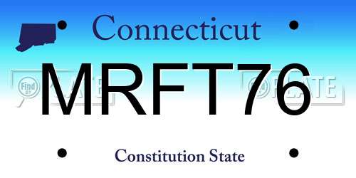 MRFT76 Connecticut License Plate