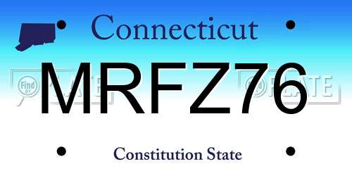 MRFZ76 Connecticut License Plate