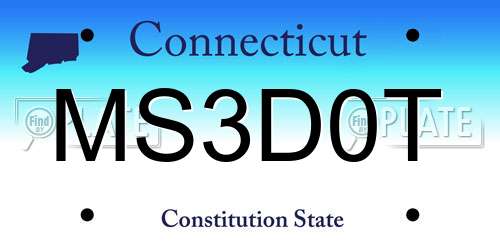 MS3D0T Connecticut License Plate