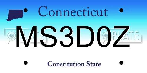 MS3D0Z Connecticut License Plate
