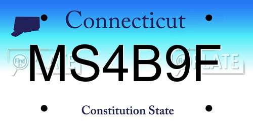 MS4B9F Connecticut License Plate