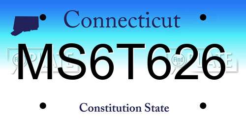 MS6T626 Connecticut License Plate
