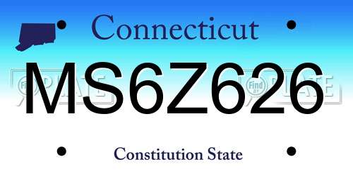 MS6Z626 Connecticut License Plate