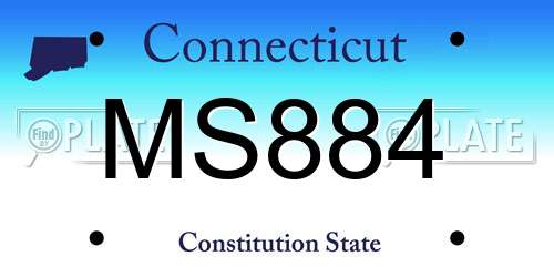 MS884 Connecticut License Plate