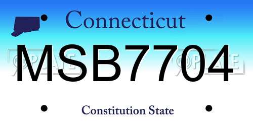 MSB7704 Connecticut License Plate
