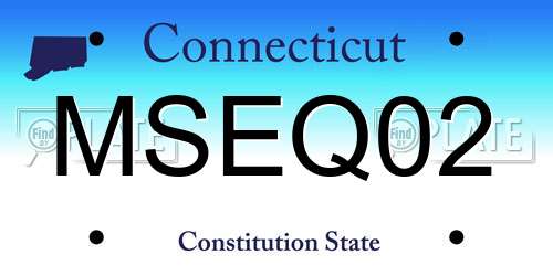 MSEQ02 Connecticut License Plate