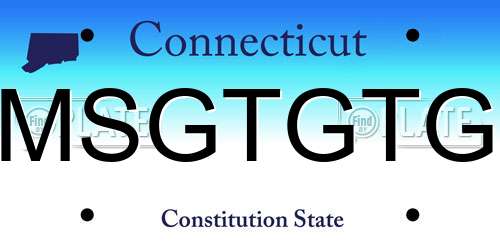 MSGTGTG Connecticut License Plate