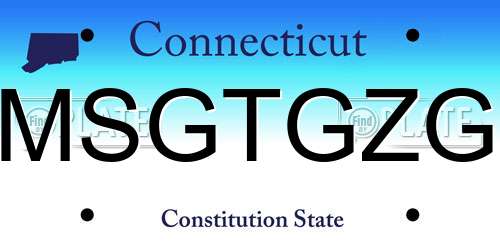 MSGTGZG Connecticut License Plate
