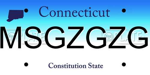 MSGZGZG Connecticut License Plate