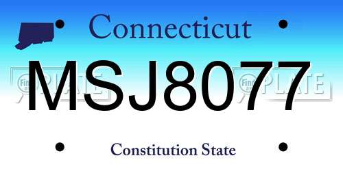 MSJ8077 Connecticut License Plate