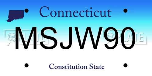 MSJW90 Connecticut License Plate