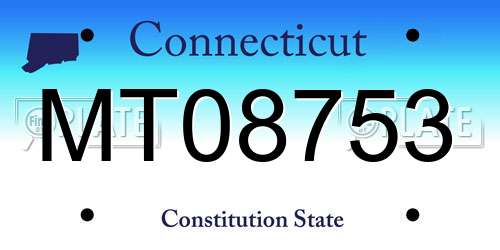 MT08753 Connecticut License Plate