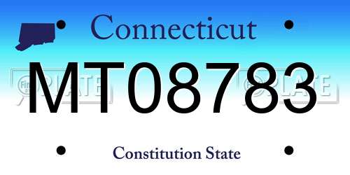 MT08783 Connecticut License Plate