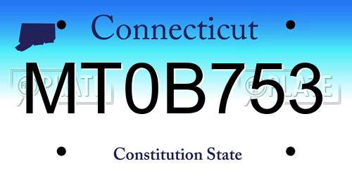 MT0B753 Connecticut License Plate