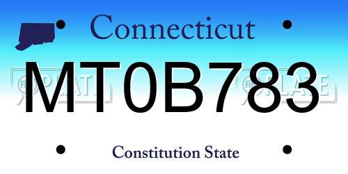 MT0B783 Connecticut License Plate