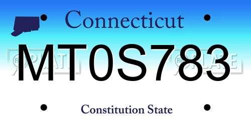 MT0S783 Connecticut License Plate
