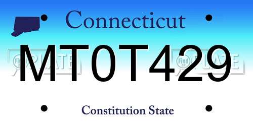 MT0T429 Connecticut License Plate