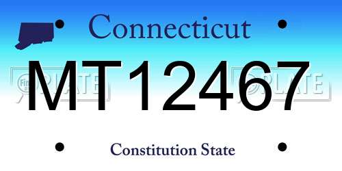 MT12467 Connecticut License Plate