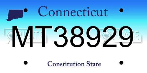 MT38929 Connecticut License Plate