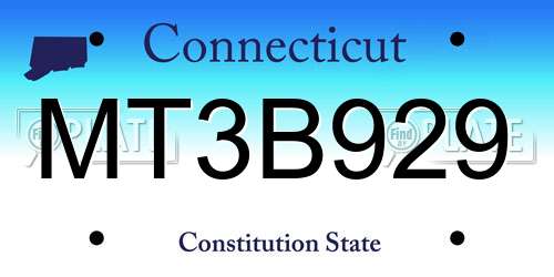 MT3B929 Connecticut License Plate